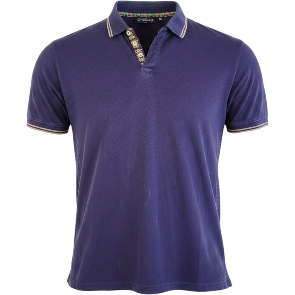 ROBERT GRAHAM Polo Shirt Mens Large Purple Cotton Embroidered‎ Tailored Fit